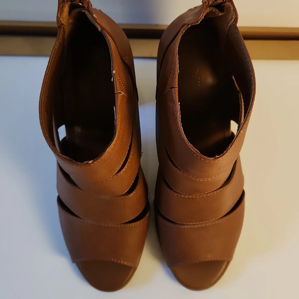 Sonoma Life+Style Saddle Brown Peep Toe Booties – Size 8.5 - Picture 7 of 13